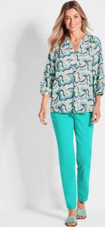 Bluse im Tunikastil - grün / gemustert - Gr. 25 von Goldner Fashion
