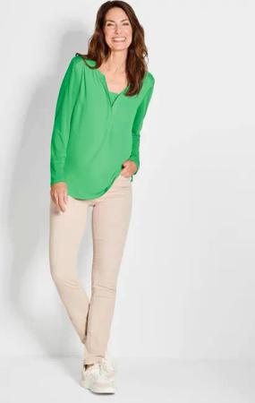 Blusenshirt mit Chiffon-Einsatz - grün - Gr. 20 von Goldner Fashion