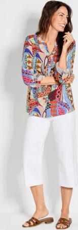 Druckbluse im Unikat-Print - bunt / gemustert - Gr. 19 von Goldner Fashion