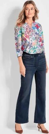 Jeansschlupfhose VERA mit weitem Bein - dunkelblau - Gr. 40 von Goldner Fashion