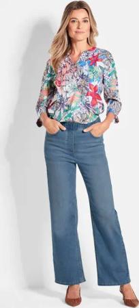 Jeansschlupfhose VERA mit weitem Bein - hellblau - Gr. 21 von Goldner Fashion