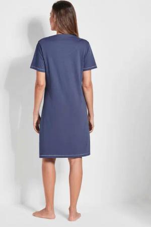 Baumwoll-Nachthemd mit Halbarm - blau / gemustert - Gr. 24/25 von Goldner Fashion
