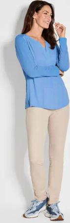 Blusenshirt mit Chiffon-Einsatz - blau - Gr. 25 von Goldner Fashion