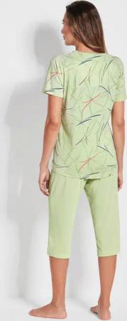 Pyjama mit Halbarm und 3/4-Hose - salbei / gemustert - Gr. 48/50 von Goldner Fashion