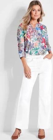 Jeansschlupfhose VERA mit weitem Bein - weiß - Gr. 25 von Goldner Fashion