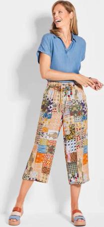 Culotte VERA im Patch-Druck - gelb / gemustert - Gr. 24 von Goldner Fashion