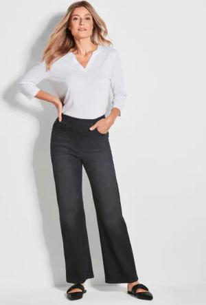 Jeansschlupfhose VERA mit weitem Bein - schwarz - Gr. 255 von Goldner Fashion