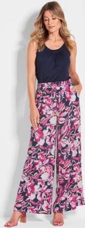 Druckhose VERA mit Blütenmuster - pink / marine / gemustert - Gr. 25 von Goldner Fashion