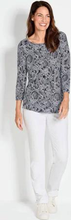 Druckshirt - schwarz / weiß / gemustert - Gr. 22 von Goldner Fashion
