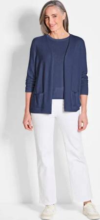 Kaschmir-Longstrickjacke - marine - Gr. 20 von Goldner Fashion