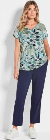 Leichtes Crêpe-Printshirt - grün / gemustert - Gr. 20 von Goldner Fashion
