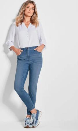 7/8-Jeans BELLA mit Strasssteinen - hellblau - Gr. 22 von Goldner Fashion