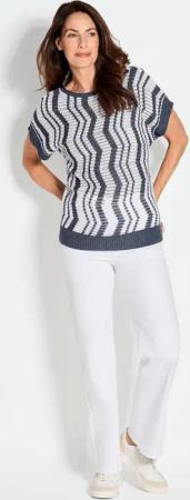 Pullover mit Intarsienmuster - marine / gemustert - Gr. 50 von Goldner Fashion