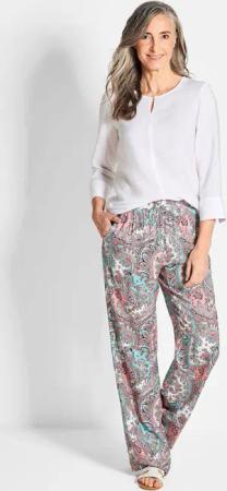 Gemusterte Hose im Paisley-Dessin - rosé / gemustert - Gr. 42 von Goldner Fashion