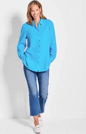 Blusenhemd - türkis - Gr. 42 von Goldner Fashion