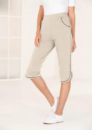 Bequeme Caprihose mit Schlupfbund und Taschen - stein / schwarz - Gr. 19 von Goldner Fashion