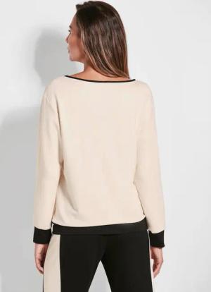Sweatshirt mit Viskoseanteil - beige / schwarz - Gr. 46 von Goldner Fashion