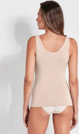 Achselhemd aus Modal mit Spitze - beige - Gr. S von Goldner Fashion