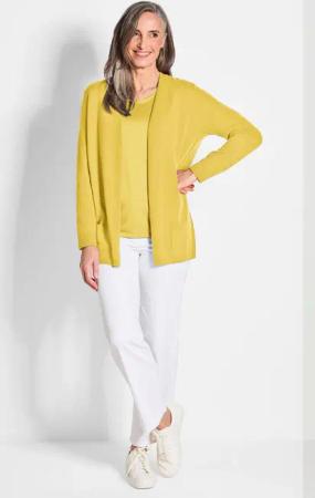 Kuschelweiche Kaschmir-Strickjacke - gelb - Gr. 38 von Goldner Fashion