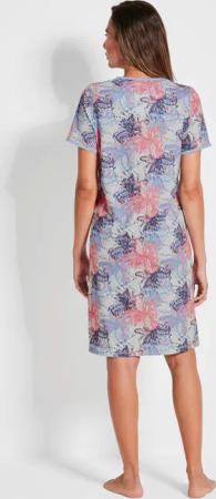 Baumwoll-Nachthemd mit Halbarm - hellblau / koralle / gemustert - Gr. 20/21 von Goldner Fashion