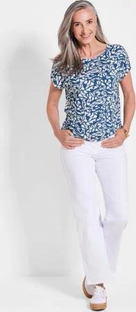 Printshirt aus Viskosejersey - marine / weiß / gemustert - Gr. 24 von Goldner Fashion