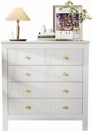 Merax Kommode mit fünf Schubladen und goldenen Metallgriffe, Schubkastenkommode,Sideboard,Wohnzimmerschrank