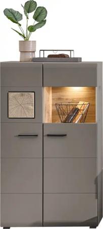 Innostyle Vitrine "FUN PLUS II", (2 St.), Glastür, Holztür, 10 Fächer, Softclose, ABS Kantenschutz
