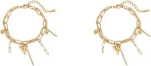 YRIIOMO Armband Zwei vielseitige goldene 3D-Herz-Sternanhänger-Doppelarmbänder, Damenmodenarmband