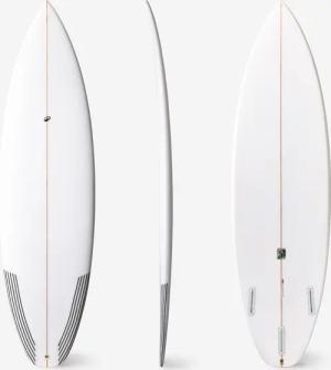 Shortboard Performance mit Futures Box ohne Finnen weiß