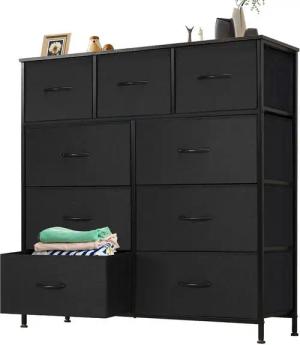 IDEASY Schubkastenkommode Kommode mit Schubladen Schrank mit 9 Schubladen aus Stoff, Aufbewahrungskommode Flur Komode Komodenschrank Flurschrank
