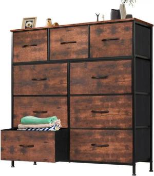 IDEASY Schubkastenkommode Kommode mit Schubladen Schrank mit 9 Schubladen aus Stoff, Aufbewahrungskommode Flur Komode Komodenschrank Flurschrank