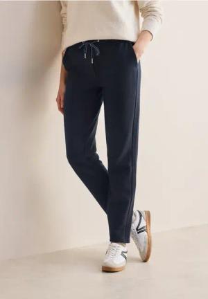Cecil Damen Twill Hose im Casual Fit in Blau, Gr: XL