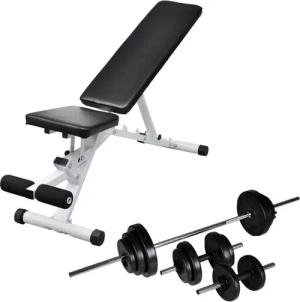 DOTMALL Hantelbank Hantelbank mit Langhantel und Kurzhantel Set 30,5 kg