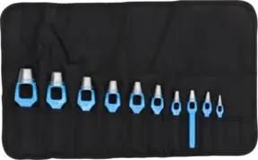 Gedore Henkellocheisen-Satz, Set 10-teilig, Ø 3 - 25 mm, Gummi Leder Dichtungen Stoff, rund, Stanzeisen, 57303