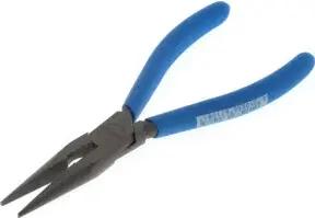 Gedore Flachrundzange, lange Backen, gezahnt, gerade, induktiv gehärtet, Antirutsch-Griff, Länge 160 mm, 8132-160 TL