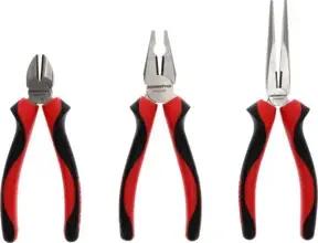 Gedore red Zangen-Satz, Werkzeug-Set mit Kombinationszange/Seitenschneider/Flachrundzange, R28002003