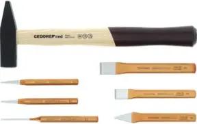 Gedore red Hammer- und Meißelsatz, Set 7-teilig, gefüllt, Werkzeug für Handwerker, im Schaumstoffmodul, R22150019