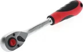 Gedore red Hebel-Umschaltknarre mit ergonomischem 2K-Griff, Druckknopfauslösung, Feinverzahnung mit 72 Zähnen, 1/2 Zoll, Stahlrohr, Rot/Schwarz