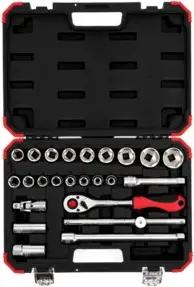 Gedore red Steckschlüsselsatz, 24-teilig, Mit Umschaltknarre, Ratsche, Steckschlüssel- und Zündkerzeneinsatz, 1/2"