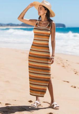 Sunset Maxikleid mit quadratischem Ausschnitt