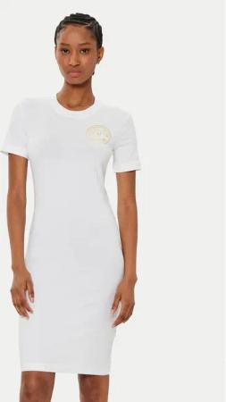 Versace Jeans Couture Kleid für den Alltag 78HAOT00 Weiß Slim Fit