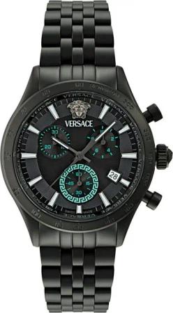 Versace Chronograph HELLENYIUM CHRONO PETITE VECFA0624, Quarzuhr, Armbanduhr, Herrenuhr,Swiss Made,Edelstahlband,Stoppfunktion