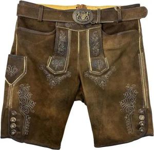 Maddox Trachtenlederhose Kurze Lederhose 'Rolli' mit Gürtel, Antik Nuss