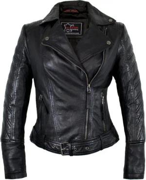 MDM Bikerjacke Damen Lederjacke Echtleder Leichte Sommer Lederjacke für Damen