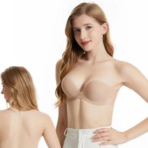 RWEUOQ BH-Einlagen BH-Einlagen Einteiliger Unsichtbarer BH mit Seitlichem Push up, Trägerloser rückenfreier klebriger Unsichtbarer Push-up-BH für Frauen