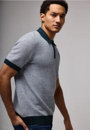 Street One MEN Männer Two-Tone Struktur-Poloshirt in Blau, Gr: XXL
