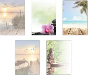 LYSCO Briefpapier Set Motivpapier DIN A4 Entspannung Urlaub Strand Sommer (MPA-5234), Sommerlich-entspanntes Flair, für alle Drucker geeignet.