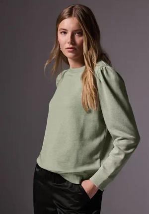 Street One Studio Frauen Sweater mit Raffungen in Grün, Gr: 40