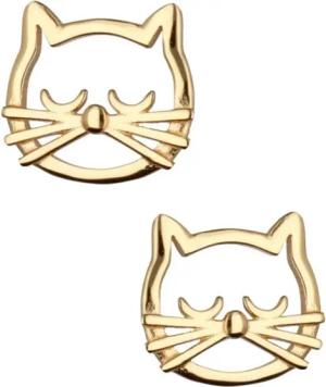 Goldene Hufeisen Paar Ohrstecker Ohrringe Gold Katze 925 Silber Gelbgold vergoldet Kater (inkl. Schmuckbox), Damen Gold Schmuck