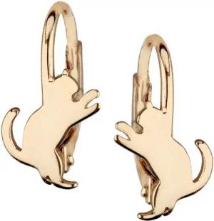 Goldene Hufeisen Paar Ohrhänger Ohrringe Gold Katze 925 Silber Gelbgold vergoldet Kater Kinder Damen (inkl. Schmuckbox), Damen Gold Schmuck
